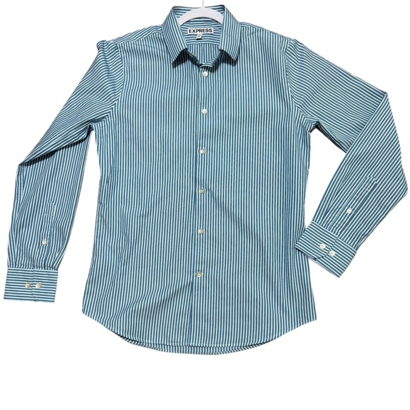 Express Men's Blue Striped Shirt Size Medium - Picture 1 of 6